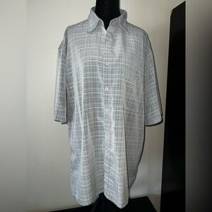 Bruno Mens Gray Striped Casual Short Sleeve XL Shirt